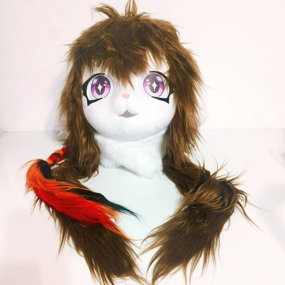 Kig Fursona Head Kig Kemono Mask Cosplay Furrysuit Mask Purple Eyes Brown Hair